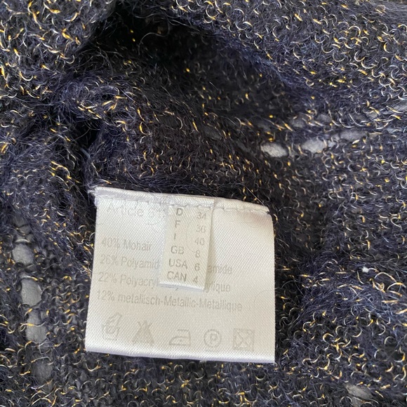 More & More women's semi-sheer knit sweater metallic size 6 - Picture 7 of 9